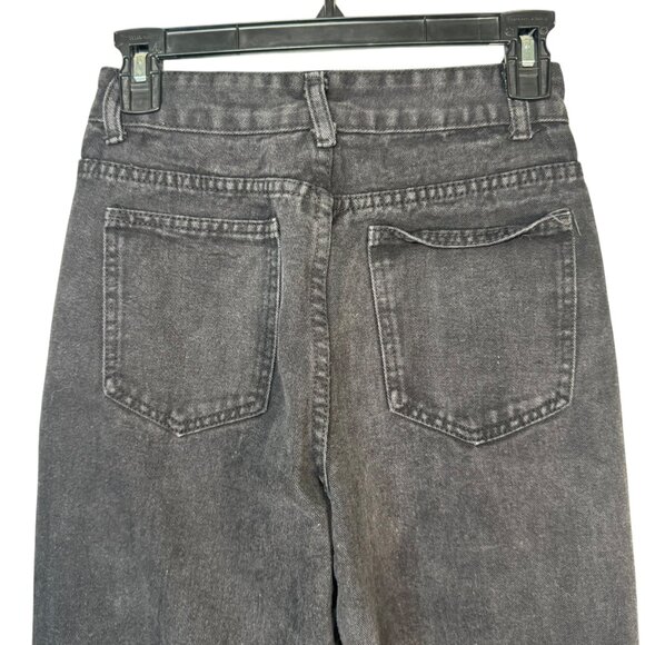 Shein Black Distressed Mom High Waisted Jeans Pants Straight Leg Grunge Punk S - Picture 6 of 7